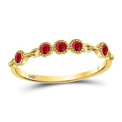 Round Ruby Dot Stackable Band Ring 1/5 Cttw 10kt Yellow Gold