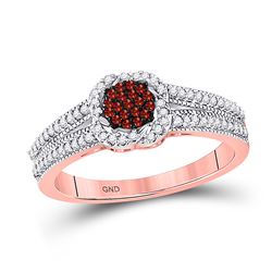 Round Red Color Enhanced Diamond Cluster Ring 1/4 Cttw 10kt Rose Gold