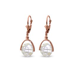 Genuine 7.5 ctw White Topaz Earrings 14KT Rose Gold - REF-43Z2N