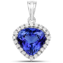 9.21 ctw Tanzanite & Diamond Pendant 18K White Gold - REF-897T2X