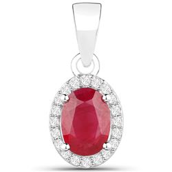 1.04 ctw Ruby & White Diamond Pendant 14K White Gold - REF-32X8Y