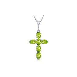 Genuine 1.50 ctw Peridot Necklace 14KT White Gold - REF-32A8K