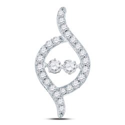 Diamond Moving Twinkle 2-stone Pendant 1/2 Cttw 14kt White Gold