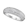 Image 1 : Round Pave-set Diamond Striped Band Ring 1/2 Cttw 10kt White Gold