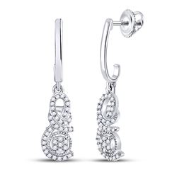 Diamond Cluster Dangle Screwback Earrings 1/5 Cttw 10kt White Gold