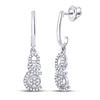 Image 1 : Diamond Cluster Dangle Screwback Earrings 1/5 Cttw 10kt White Gold