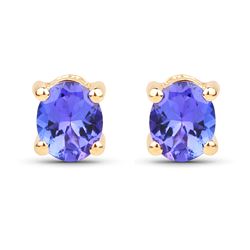 0.70 ctw Tanzanite Earrings 14K Yellow Gold - REF-14W8M