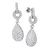 Image 1 : Diamond Teardrop Dangle Earrings 2.00 Cttw 10kt White Gold
