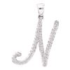 Image 1 : Diamond Cursive Letter N Pendant 1/5 Cttw 10kt White Gold