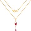 Image 2 : 0.99 ctw Ruby & Diamond Pendant 14K Yellow Gold - REF-35M4R