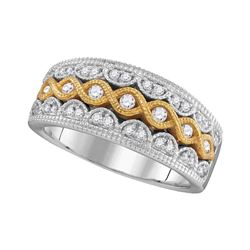 Diamond Yellow Twist Fashion Band Ring 1/3 Cttw 10kt Two-tone White Gold