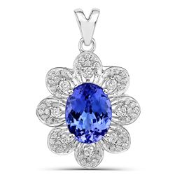 4.35 ctw Tanzanite & Diamond Pendant 14K White Gold - REF-276A4M