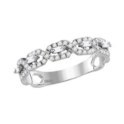 Diamond Twist Stackable Band Ring 1/3 Cttw 10kt White Gold