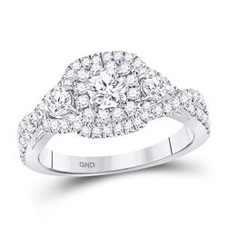 Diamond 3-stone Twist Bridal Wedding Engagement Ring 1.00 Cttw 14kt White Gold