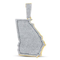 Mens Diamond State of Georgia Charm Pendant 3/4 Cttw 10kt Yellow Gold