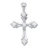 Image 1 : Diamond Flared Roman Cross Pattee Pendant 1/10 Cttw 14kt White Gold