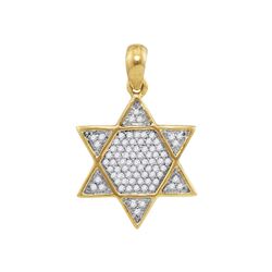 Mens Diamond 6-Point Star Magen David Charm Pendant 1/5 Cttw 10kt Yellow Gold