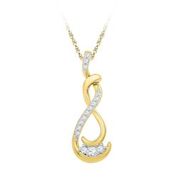 Diamond Cradled 3-Stone Infinity Pendant 1/5 Cttw 10kt Yellow Gold