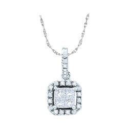 Diamond Square Frame Pendant 1/4 Cttw 14kt White Gold