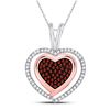 Image 1 : Round Red Color Enhanced Diamond Heart Pendant 1/4 Cttw 10kt White Rose Gold