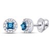 Image 1 : Round Blue Color Enhanced Diamond Stud Earrings 1/5 Cttw 10kt White Gold