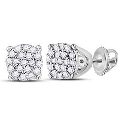 Diamond Cluster Earrings 1/8 Cttw 10kt White Gold