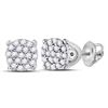 Image 1 : Diamond Cluster Earrings 1/8 Cttw 10kt White Gold
