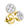 Image 1 : Diamond Cluster Earrings 1/4 Cttw 14kt Yellow Gold