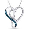 Image 1 : Round Blue Color Enhanced Diamond Heart Infinity Pendant 1/4 Cttw 10kt White Gold