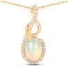 Image 1 : 0.57 ctw Ethiopian Opal & Diamond Pendant 14K Yellow Gold - REF-30W2M
