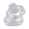 Image 1 : His & Hers Diamond Cluster Matching Bridal Wedding Ring Band Set 1/2 Cttw 10kt White Gold