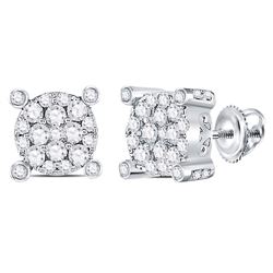 Diamond Corner Cluster Earrings 1/2 Cttw 14kt White Gold