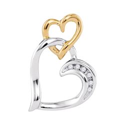 Diamond Heart Pendant .03 Cttw 10kt Two-tone White Yellow Gold