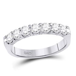 Diamond Single Row Comfort Wedding Band 3/4 Cttw 14kt White Gold