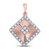 Image 1 : Diamond Diagonal Square Pendant 1/6 Cttw 10kt Rose Gold