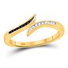 Image 1 : Black Color Enhanced Diamond Slender Bypass Band Ring Unique 1/10 Cttw 10k Yellow Gold