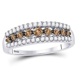 Brown Diamond Band Ring 1/2 Cttw 10k White Gold