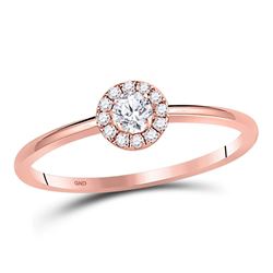 Diamond Halo Solitaire Promise Bridal Ring 1/5 Cttw 10kt Rose Gold