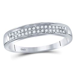 Diamond Double Row Band Ring 1/10 Cttw 10kt White Gold