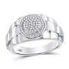 Image 1 : Mens Diamond Circle Cluster Ring 1/5 Cttw 10kt White Gold