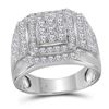Image 1 : Mens Diamond Square Frame Cluster Ring 2-1/2 Cttw 10kt White Gold