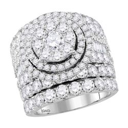 Diamond Cluster Bridal Wedding Engagement Ring Band Set 7.00 Cttw 14kt White Gold