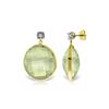 Image 1 : Genuine 36.06 ctw Green Amethyst & Diamond Earrings 14KT Yellow Gold - REF-87N5R
