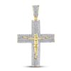 Image 1 : Mens Diamond Roman Cross Crucifix Jesus Charm Pendant 1-1/2 Cttw 10kt Yellow Gold