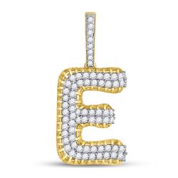 Mens Diamond "E" Charm Pendant 1-3/8 Cttw 10kt Yellow Gold