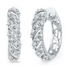 Image 1 : Diamond Diagonal Stripe Hoop Earrings 1/6 Cttw 10kt White Gold