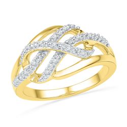 Diamond Woven Crossover Band Ring 1/20 Cttw 10kt Yellow Gold