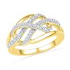 Image 1 : Diamond Woven Crossover Band Ring 1/20 Cttw 10kt Yellow Gold
