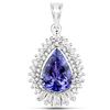 Image 1 : 3.18 ctw Tanzanite & Diamond Pendant 14K White Gold - REF-174M8R