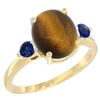 Image 1 : 2.54 CTW Tiger Eye & Blue Sapphire Ring 10K Yellow Gold - REF-22A4X
